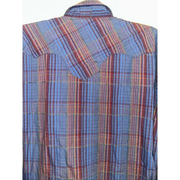 Wrangler Retro Men's Long sleeve Western Pearl Snap Sawtooth Pocket Plaid size X - Picture 5 of 8